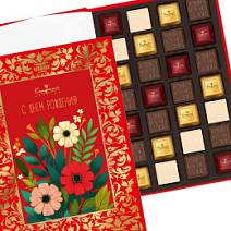 «С Днём Рождения!» книга с конфетами ассорти 270г (красная)