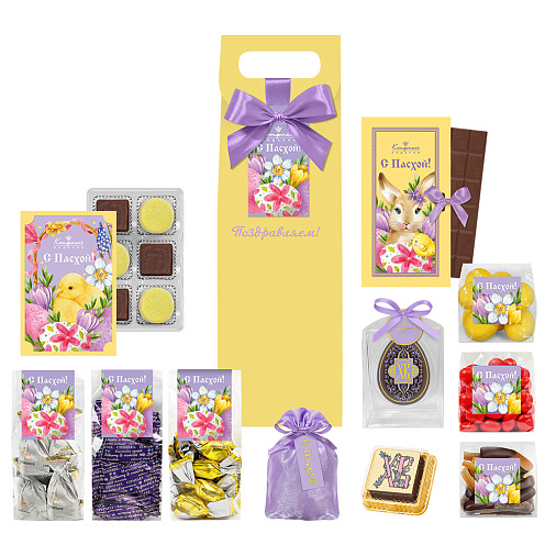 Пасхальный подарочный набор: шоколад, драже, мармелад, конфеты глазированные
