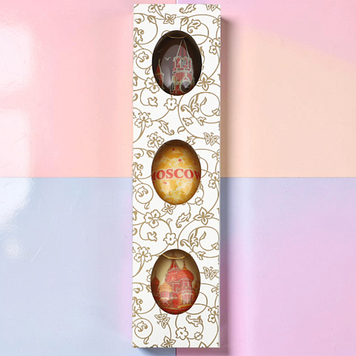 "Виды Москвы" набор 3 яйца белый и молочный шоколад