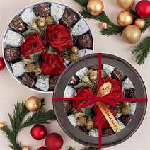 Новогодний набор двуслойных конфет суфле + безе в горьком шоколаде набор 230г (коричневый)