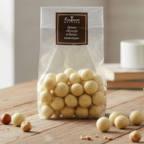 Фундук в белом шоколаде драже 