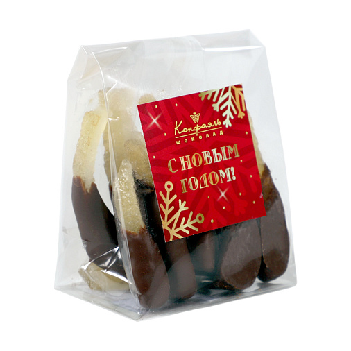 «Любимый вкус» цукаты лимонные корочки в молочном шоколаде 50г (красное новогоднее оформление)