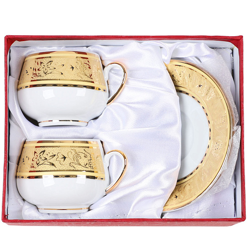 Кофейный набор на 2 персоны (золото на белом)
