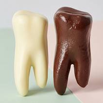 "Зуб" скульптура молочный и белый шоколад в ассортименте