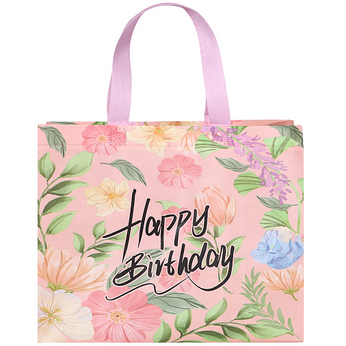 Подарочный пакет на День рождения 32*14*25,5 см розовый
