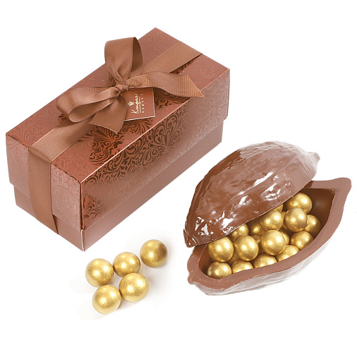 Какао-боб из молочного шоколада с драже фундук в горьком шоколаде 350г