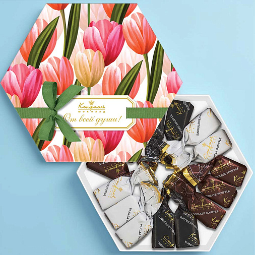 Набор суфле ванильного, кофейного и шоколадного в горьком шоколаде (тюльпаны)