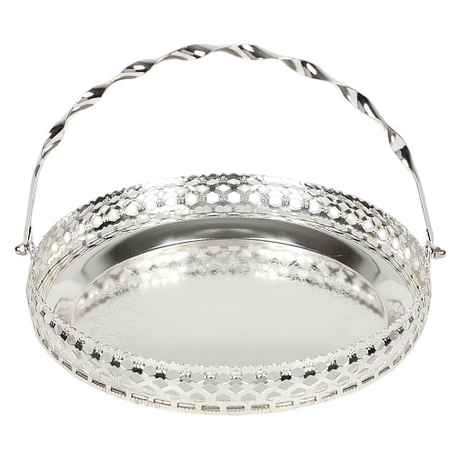 Блюдо круглое декоративное из металла (серебро)