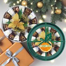 Новогодний набор двуслойных конфет суфле + безе в горьком шоколаде набор 230г (зеленый)