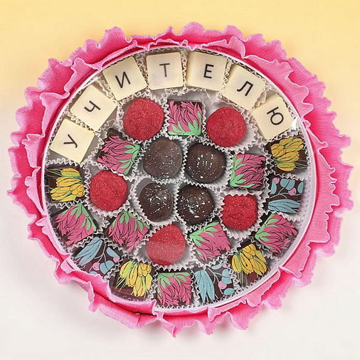 "Учителю" букет из конфет ручной работы (розовый)