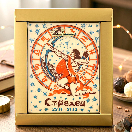 "Стрелец" открытка белый шоколад