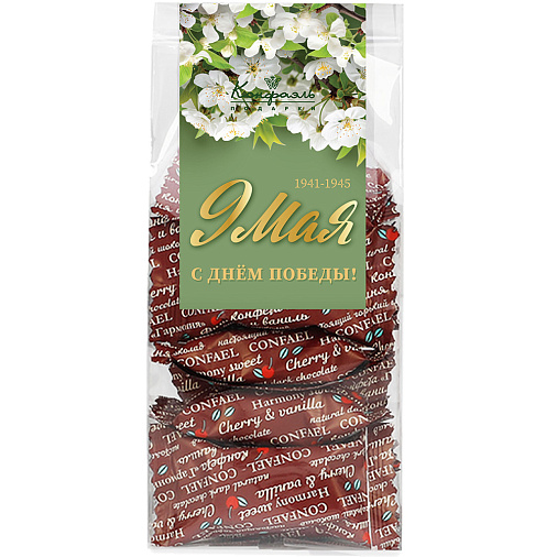 "С Днем Победы" двуслойные конфеты суфле+мармелад (вишня+ваниль)