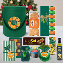 "Новогодняя коробка" набор: драже, конфеты, печенье, чай 1210г