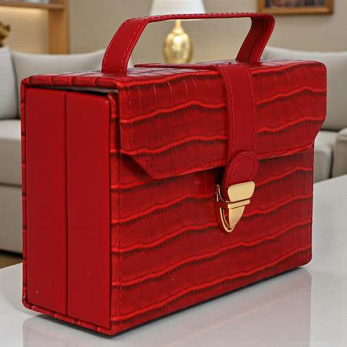 Шкатулка для украшений красная 12,5х5х10см