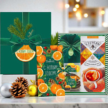 Новогодний набор драже, цукатов, шоколад, чай 410г