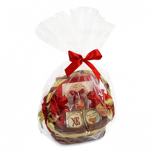 Пасхальная корзина с шоколадом, драже и конфетами 490г