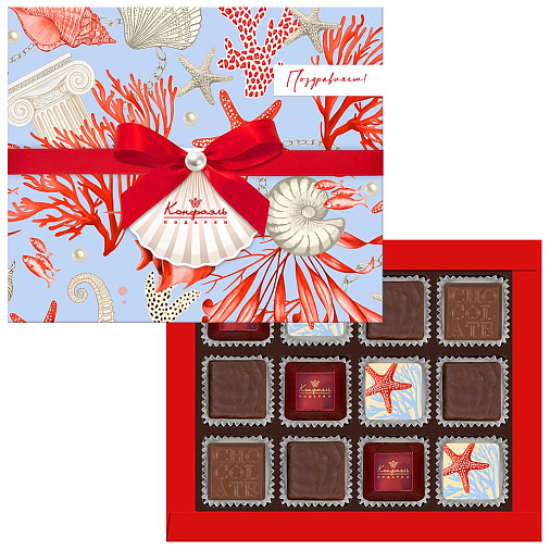 Набор конфет: суфле со вкусом "манго", шоколадные конфеты типа "Ассорти" 95г