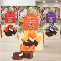 Двуслойные конфеты мармелад + суфле в горьком шоколаде в ассортименте