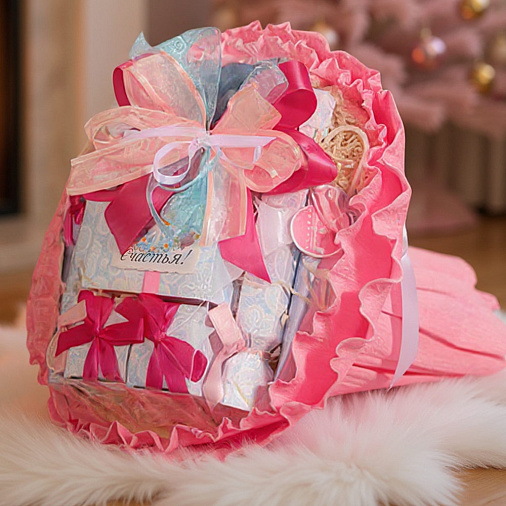 "Счастья" букет с шоколадом и конфетами 335г